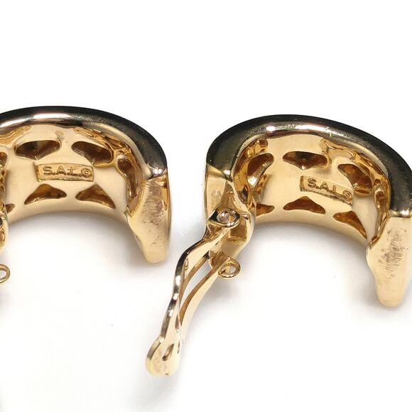 Vintage S.A.L. Swarovski Blue & Clear Rhinestone Clip Earring Hoops - Picture 7 of 10